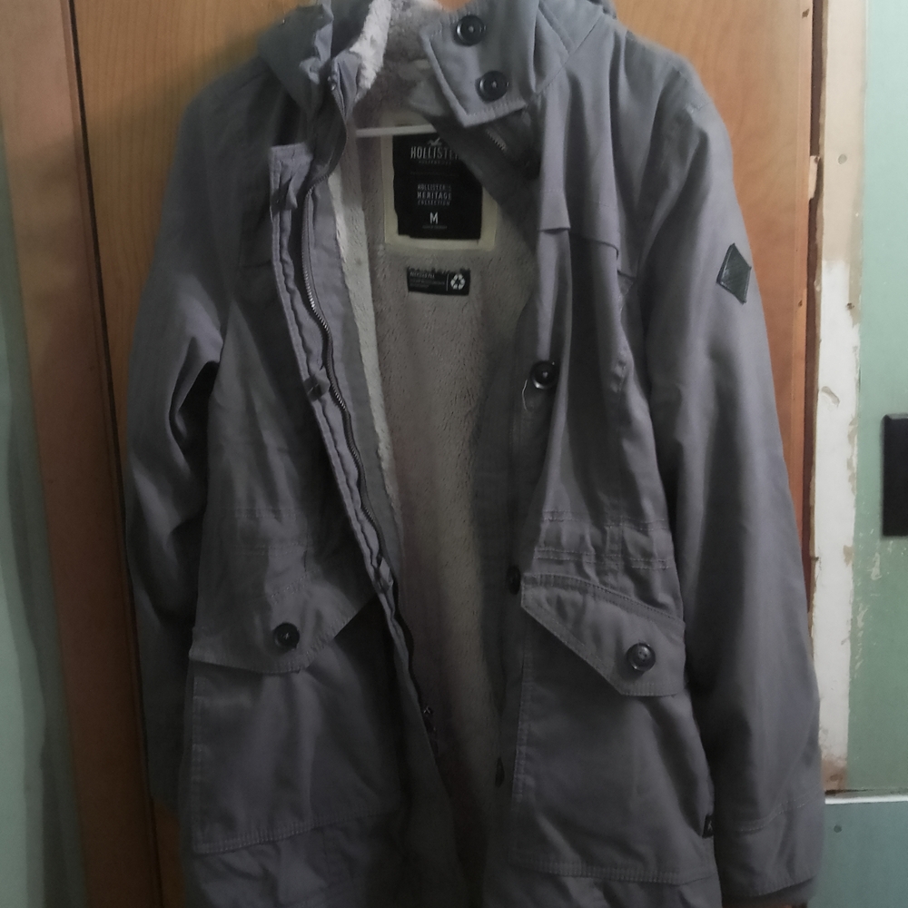 Hollister Men's Charcoal Field Jacket Size Medium (21" X 33"